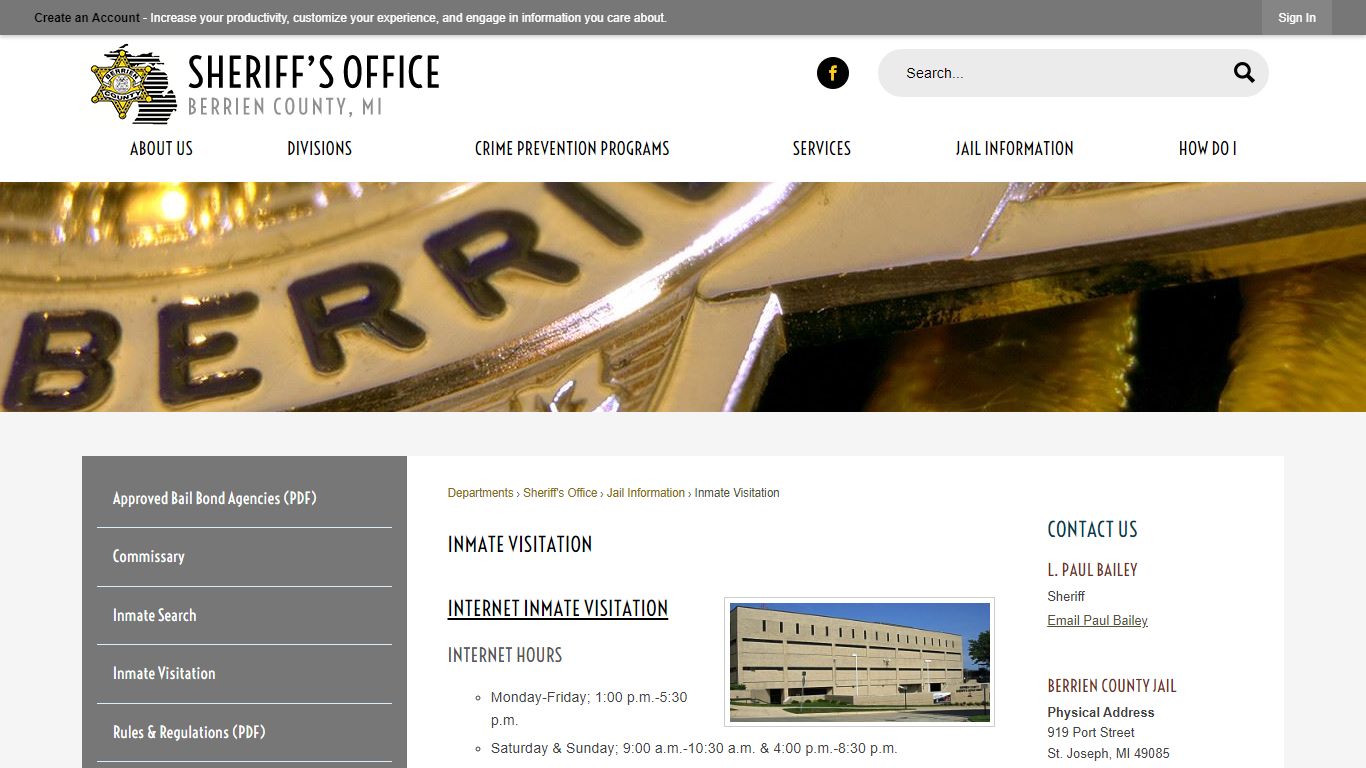 Inmate Visitation | Berrien County, MI